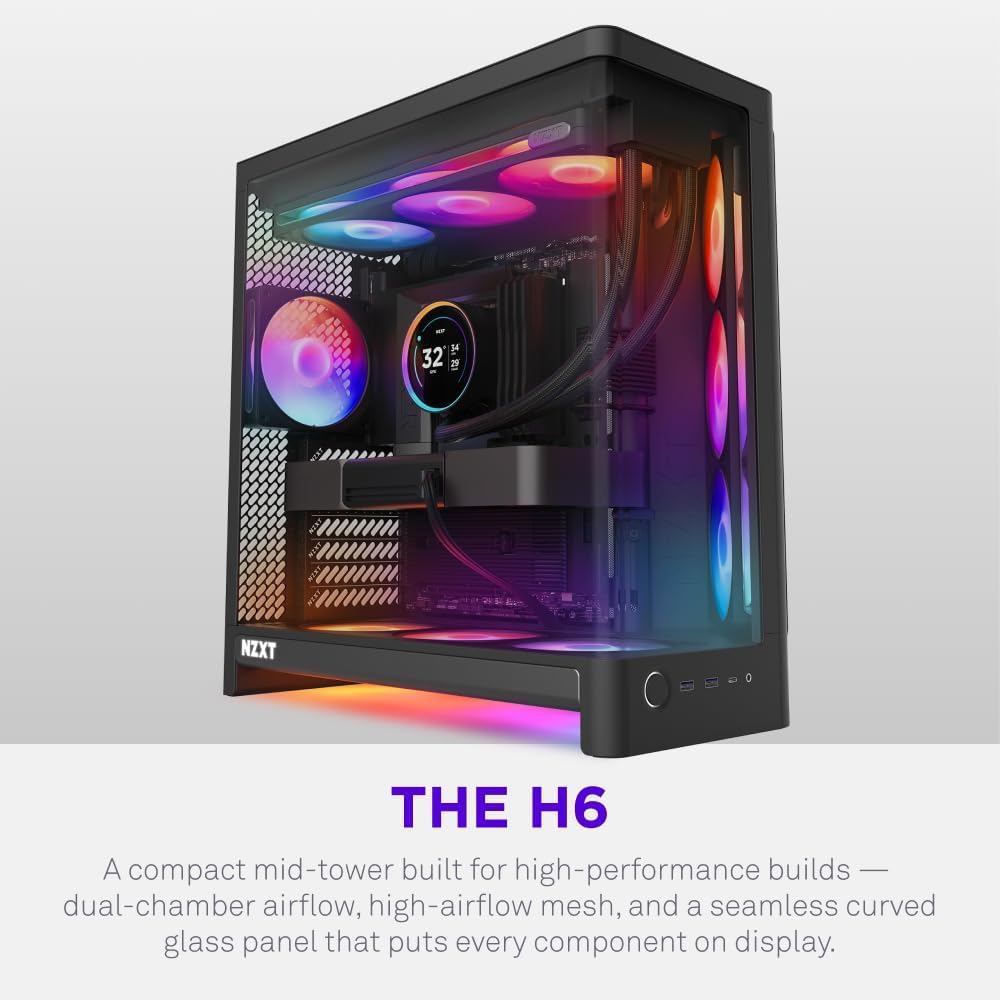 NZXT H6 Flow 2026 Compact Dual-Chamber ATX Mid-Tower Airflow Case