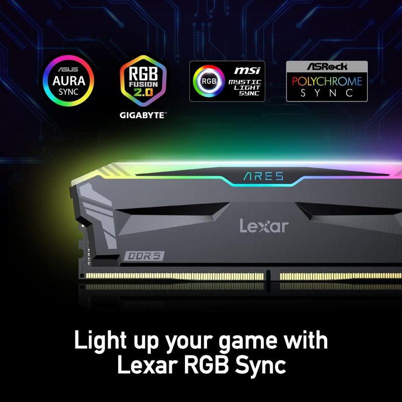 Lexar Ares RGB 32GB Kit (2x16GB) DDR5 5600MHz CL32 UDMM Desktop Memory (LD5AU016G-R5600GDGA)