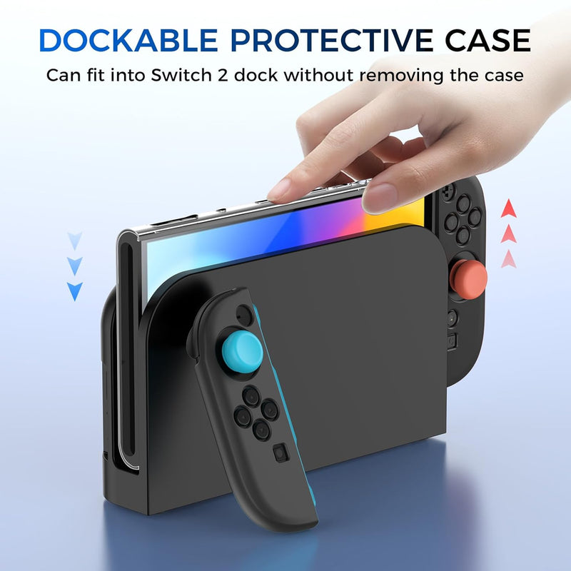 IINE Transparent PC Back Case + Silicone Joy-Pad Case Black for Nintendo Switch 2
