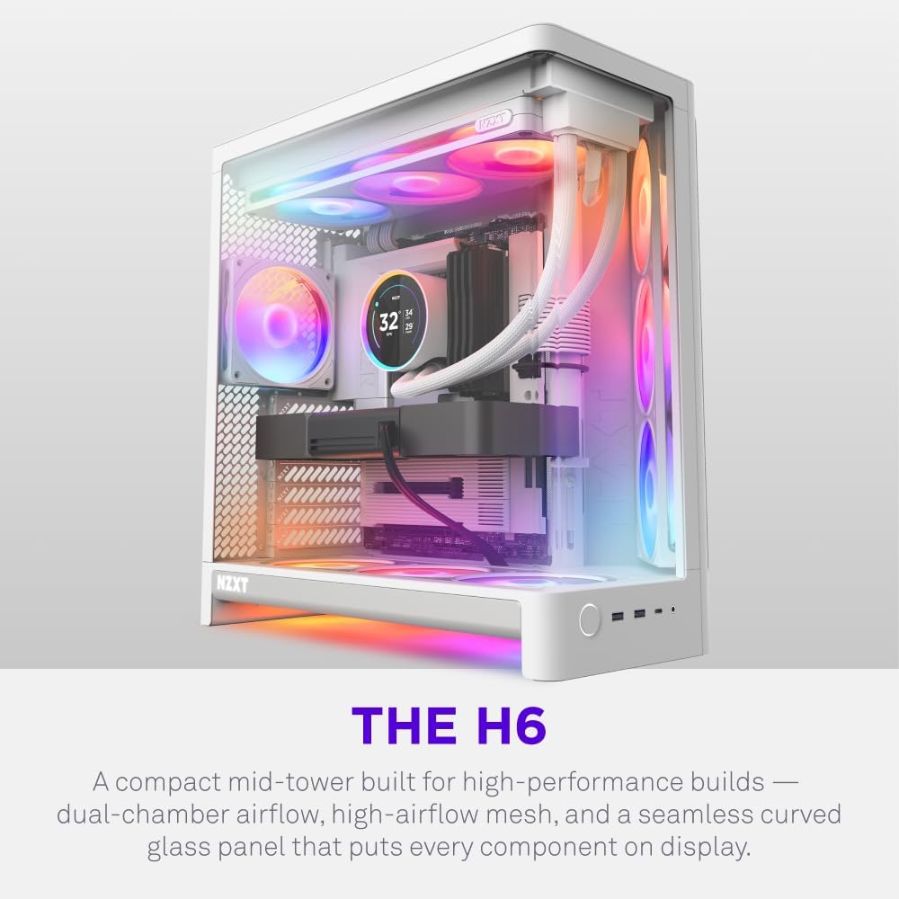 NZXT H6 Flow 2026 Compact Dual-Chamber ATX Mid-Tower Airflow Case