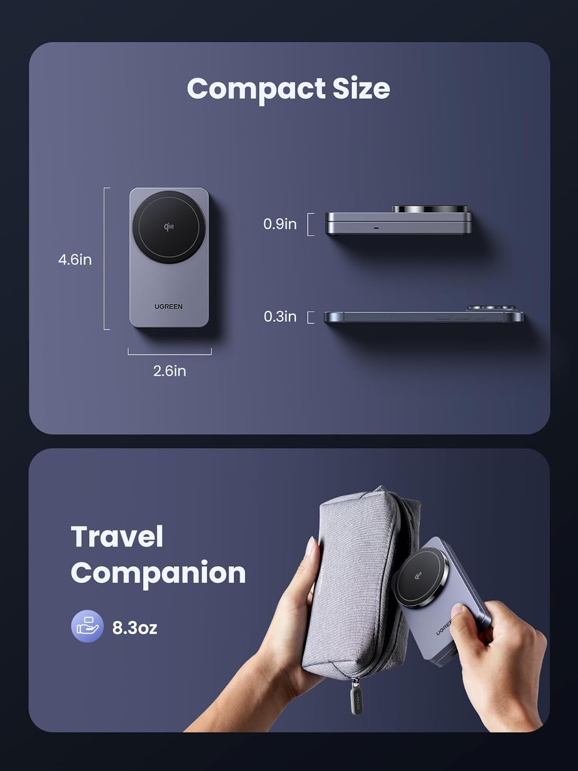 Ugreen 2-in-1 Qi2 Wireless Foldable Charger for IPhone & AirPods 