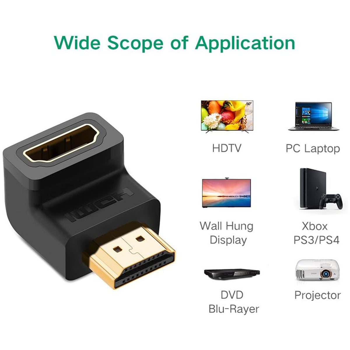Ugreen HDMI 4K Male to Female Up-Angled Adapter (HD112/20110)