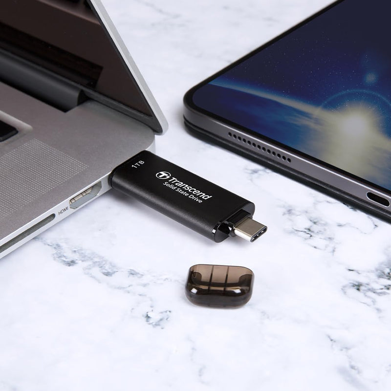 Transcend ESD310C 128GB Dual USB 10Gbps Read up to 1050MB/s Type-C/A Portable SSD (TS128GESD310C)