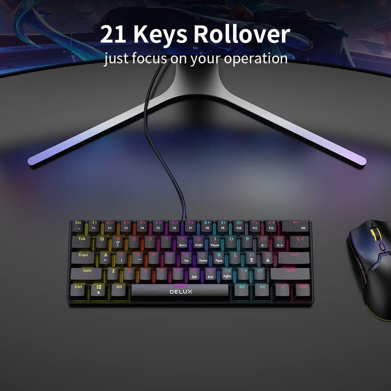 Delux KM36U 61-Keys Wired Mechanical Gaming Keyboard (Clicky Blue Switch)