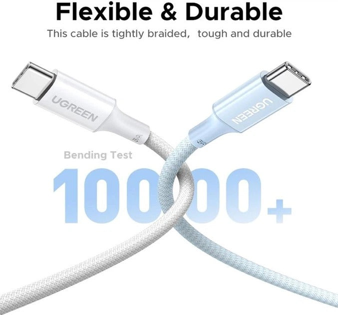 Ugreen USB-C to USB-C 5A/100W PD Fast Charging Braided Cable - 2m (White) (L502/35221)