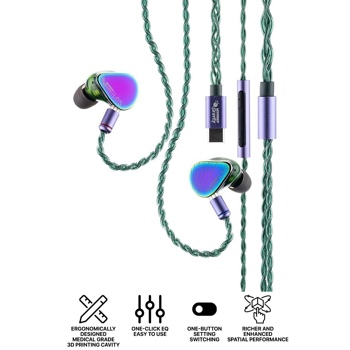 Moondrop Rays USB-C DSP Pro Gaming In-Ear Monitor with Mic AI Denoise