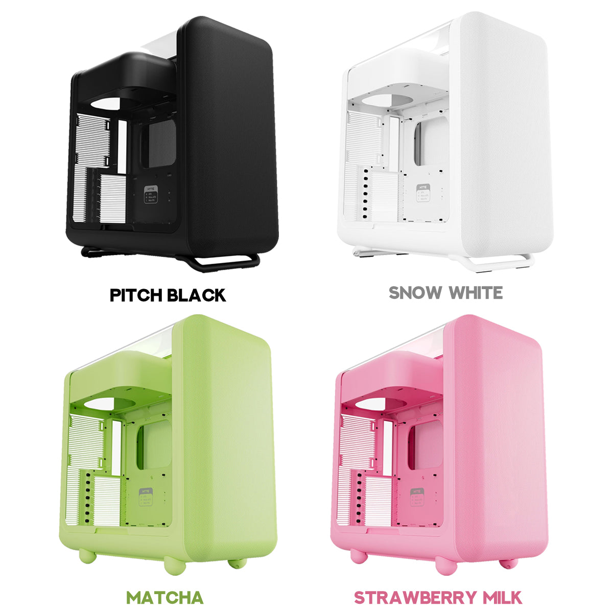 Hyte X50 ATX Mid-Tower Modern Performance PC Case (Pitch Black, Snow White, Matcha, Strawberry Milk)