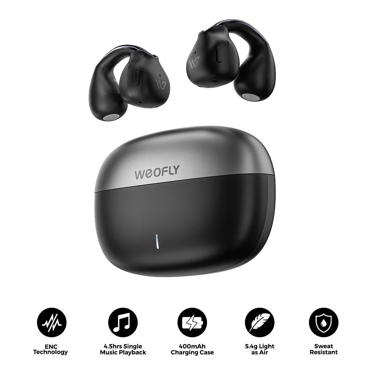 Weofly ClipFits 2 Open-ear Earbuds (Black) (WFCF846BL)
