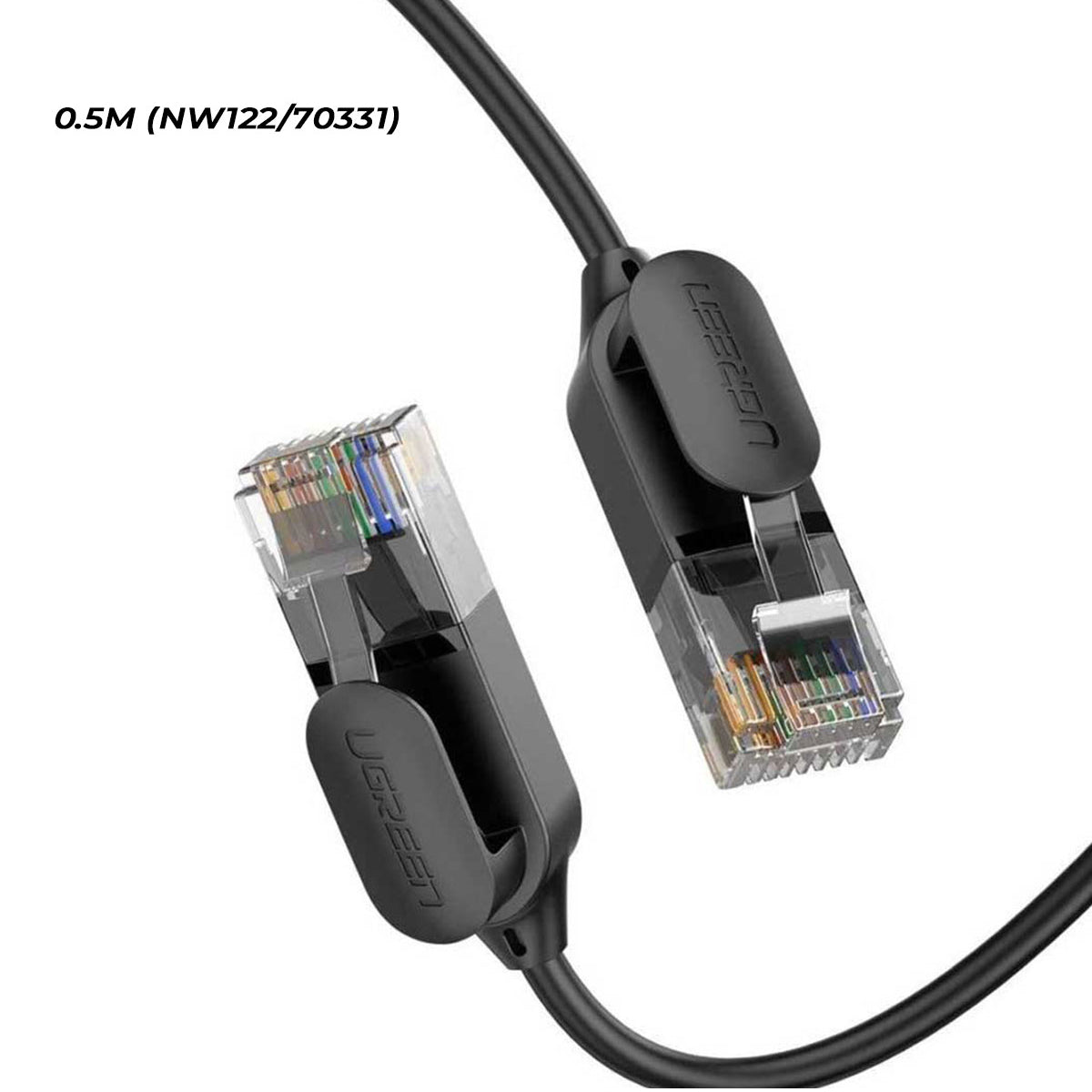 UGreen CAT6A UTP Round & Ultra Slim Pure Copper Ethernet Cable - Black (0.5M, 1M, 1.5M) (NW122/70332, 70332)