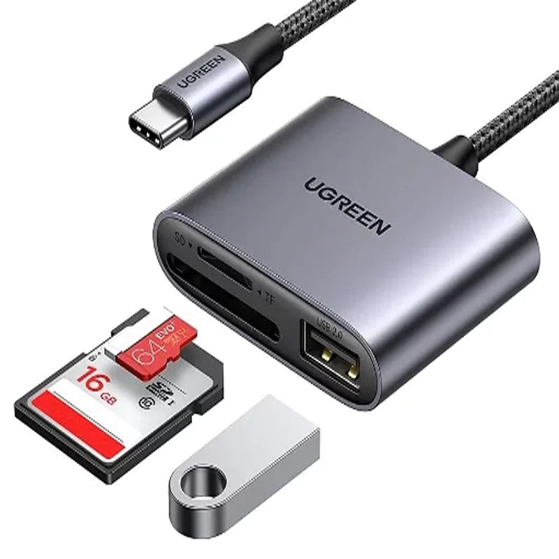 UGreen USB-C SD/TF+USB Multifunction Card Reader (Grey) (CM387/80798) | DataBlitz