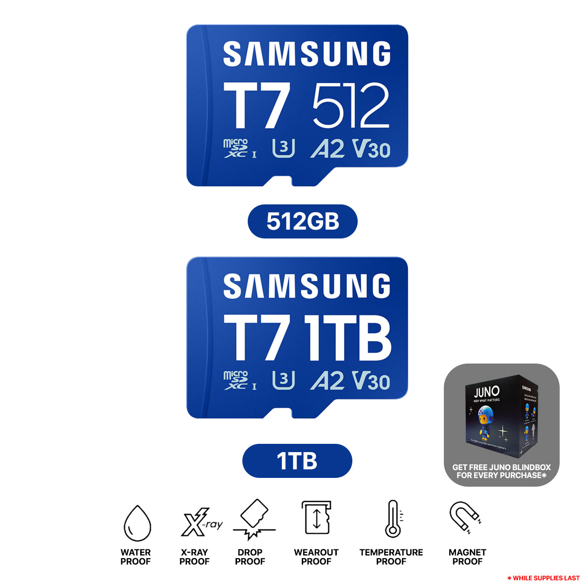 Samsung T7 UHS-I C10 U3 V30 A2 170MB/s Read microSDXC
