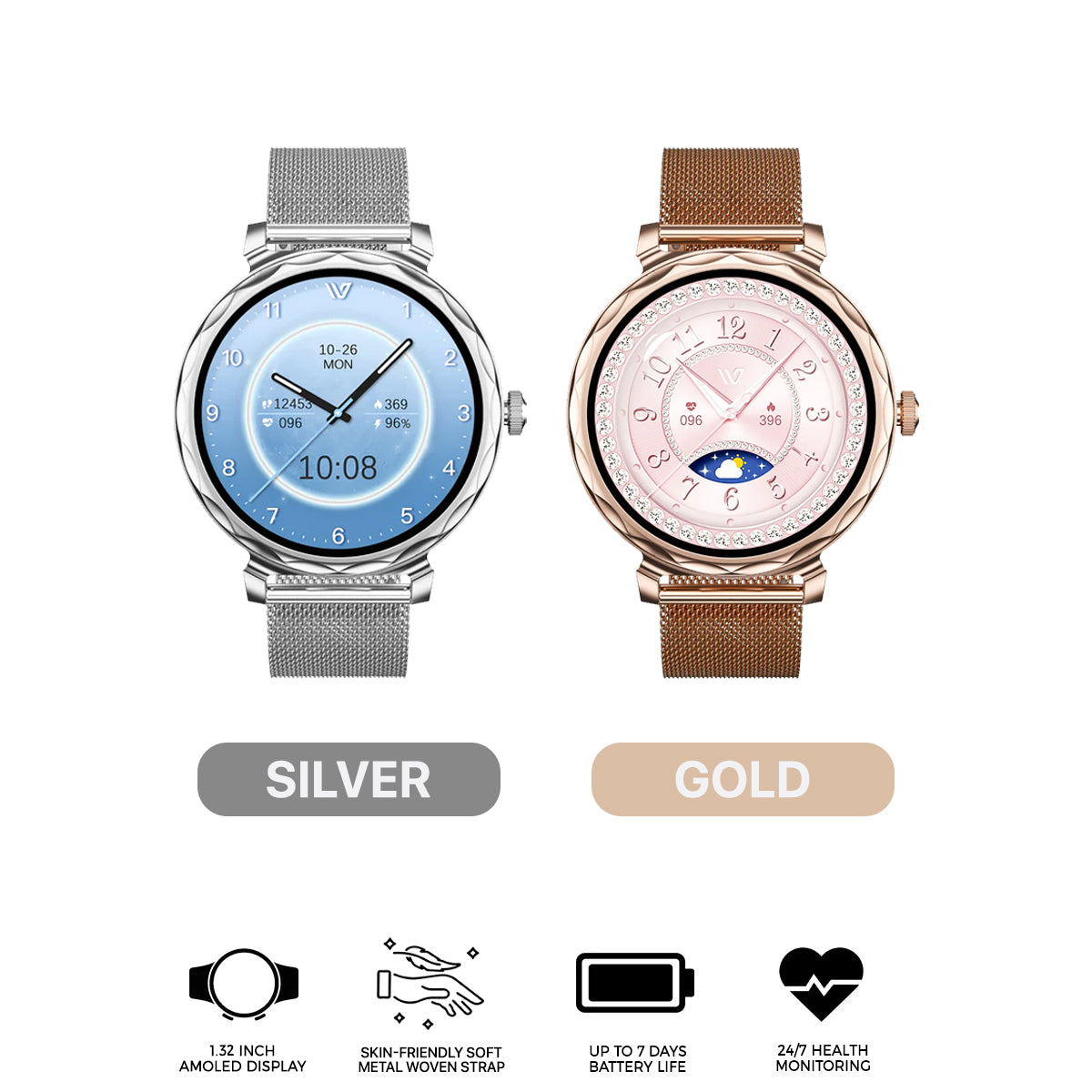 Weofly Lulu 2 Smartwatch (Silver, Gold)