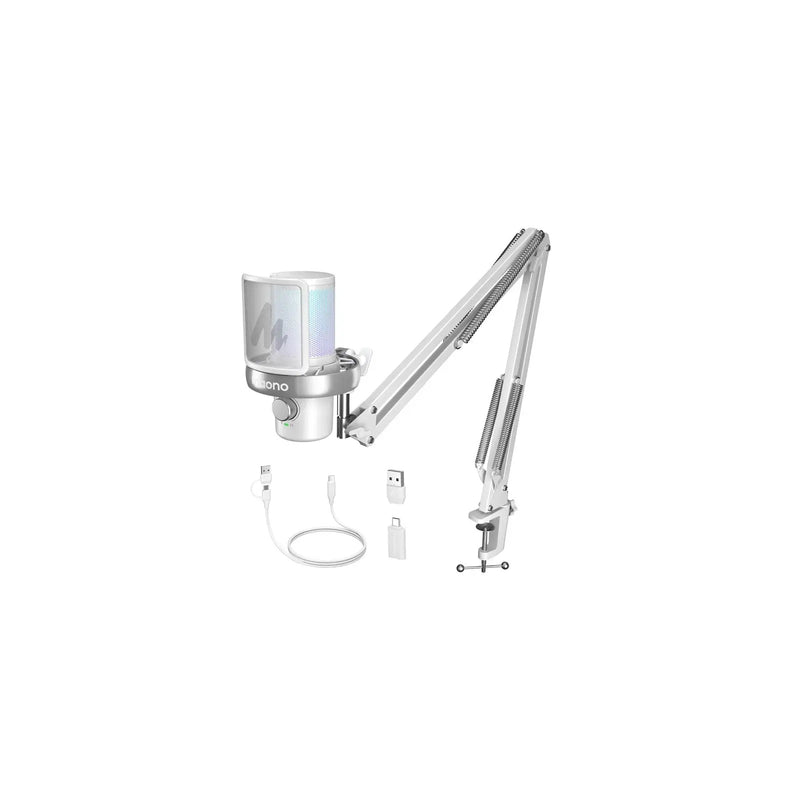 Maono DM40 Pro S Wireless RGB Condenser Gaming Desktop Microphone with Boom Arm 