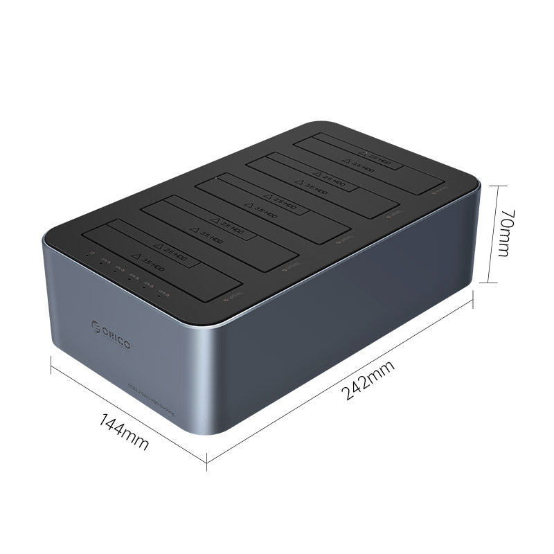 Orico 2.5"/ 3.5" SATA HDD/ SSD 5-Bay Dock with Offline Clone Function (Grey) (6656C3-C)
