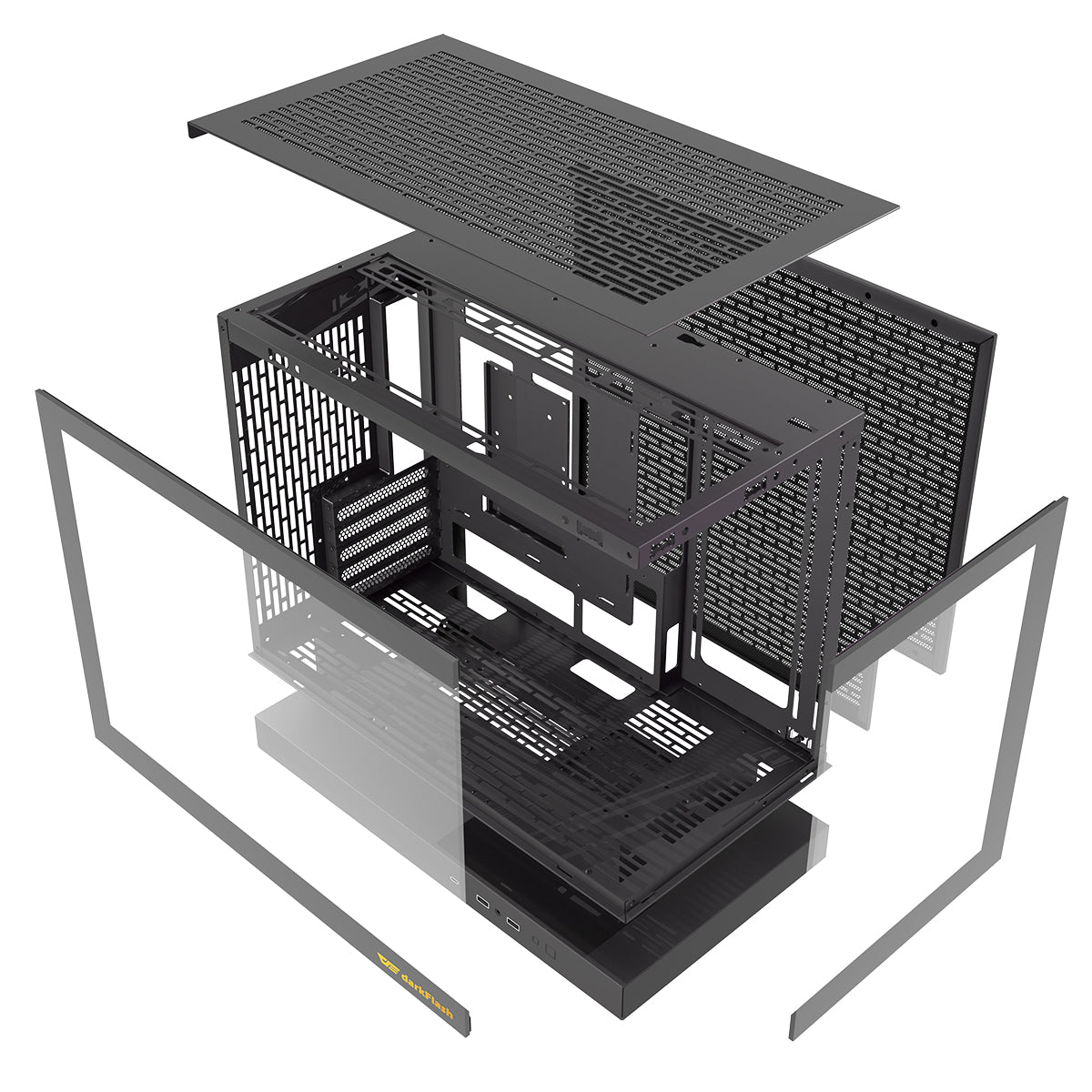 DarkFlash Floatron F1 Art Ultra TG Panel M-ATX PC Case (Black)