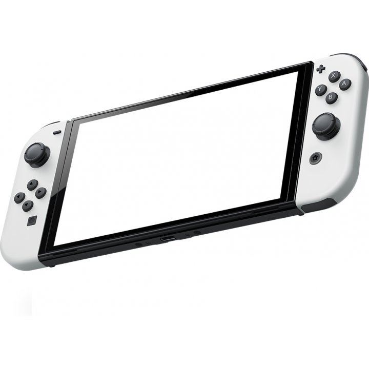 Nintendo Switch Console With White Joycon (OLED Model) + NSW DOBE Glass Film For N-S Oled (TNS-1156) Bundle