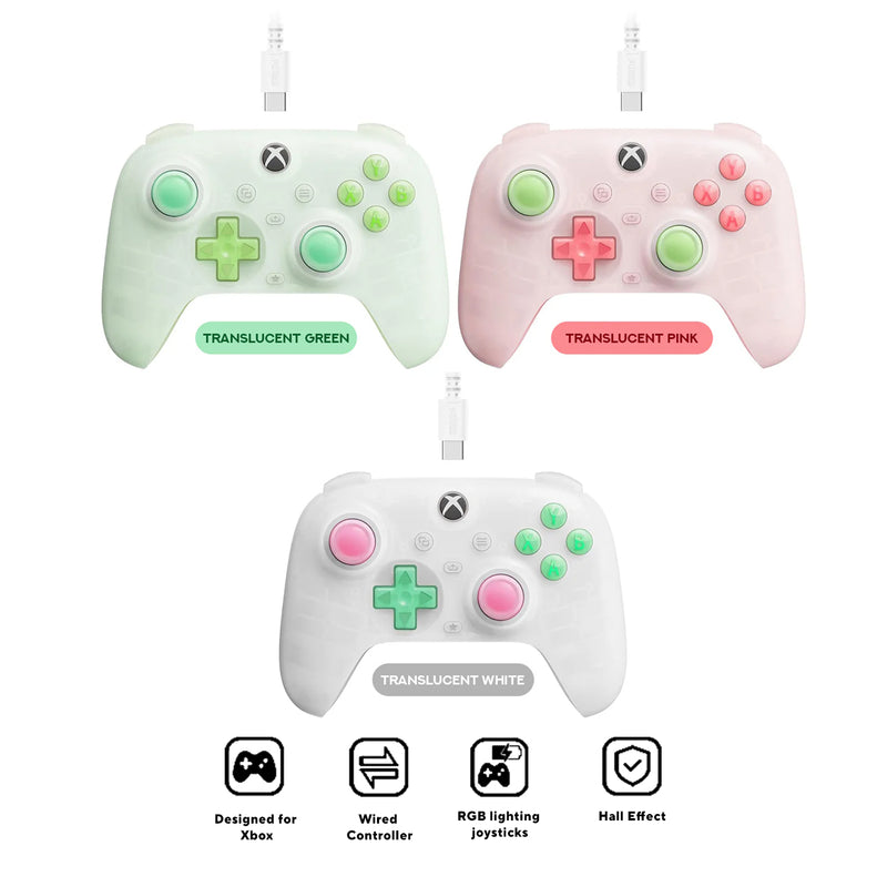 8Bitdo Ultimate Mini Wired Controller for Xbox (82CC) (Translucent Green, Translucent Pink, Translucent White)