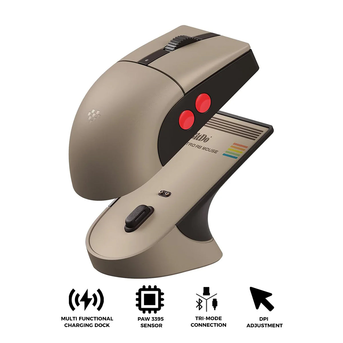8Bitdo Retro R8 Tri-Mode Mouse with Charging Dock C64 Edition (85CB)