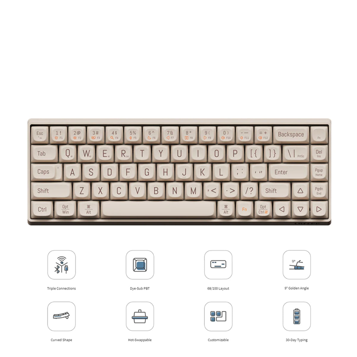 Lofree Touch 68 Keys Triple Mode Wireless Mechanical Keyboard (Tofu)