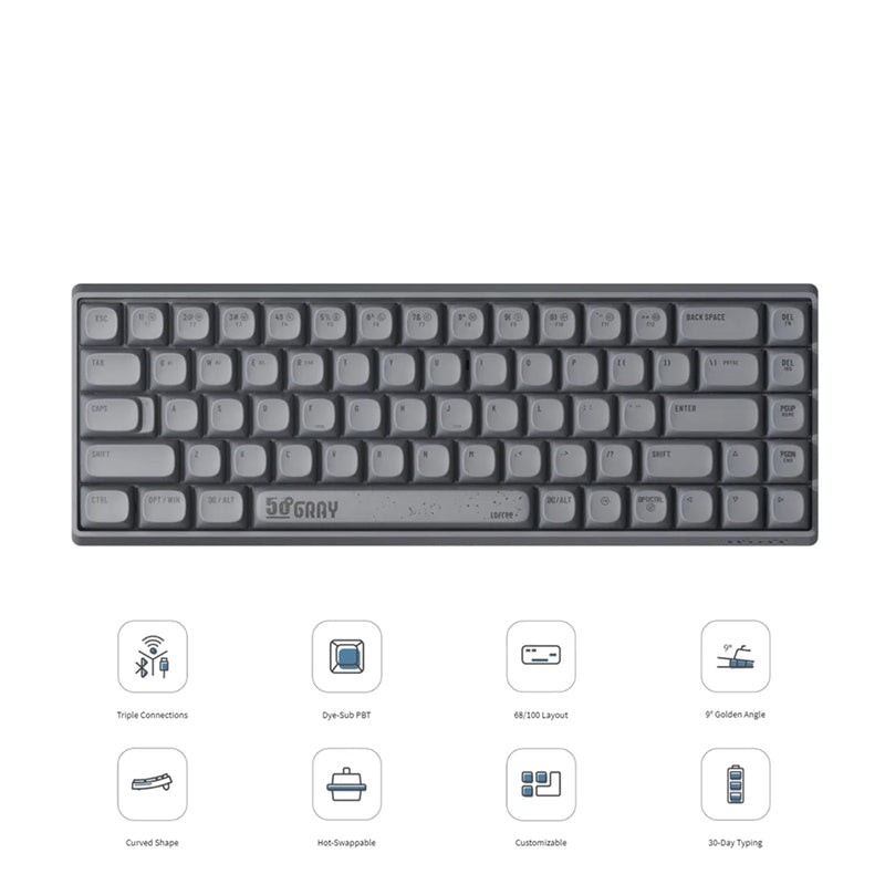 Lofree Touch 68 Keys Triple Mode Wireless Mechanical Keyboard (Grey)