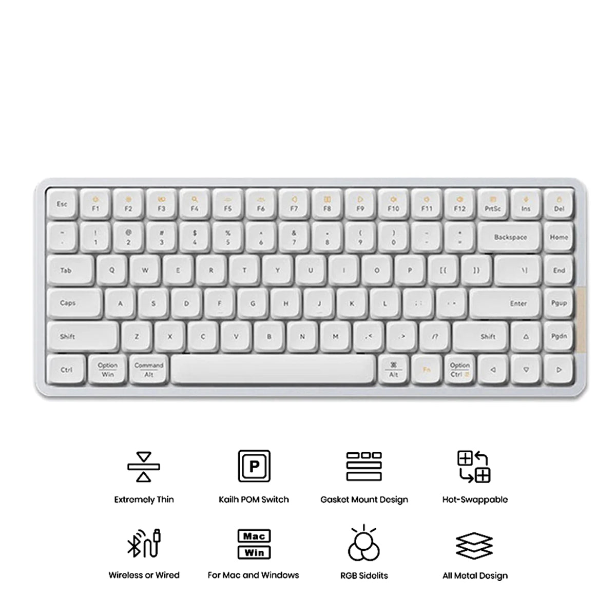 Lofree Flow 84 Keys Dual Mode Low Profile Mechanical Keyboard (Silver)