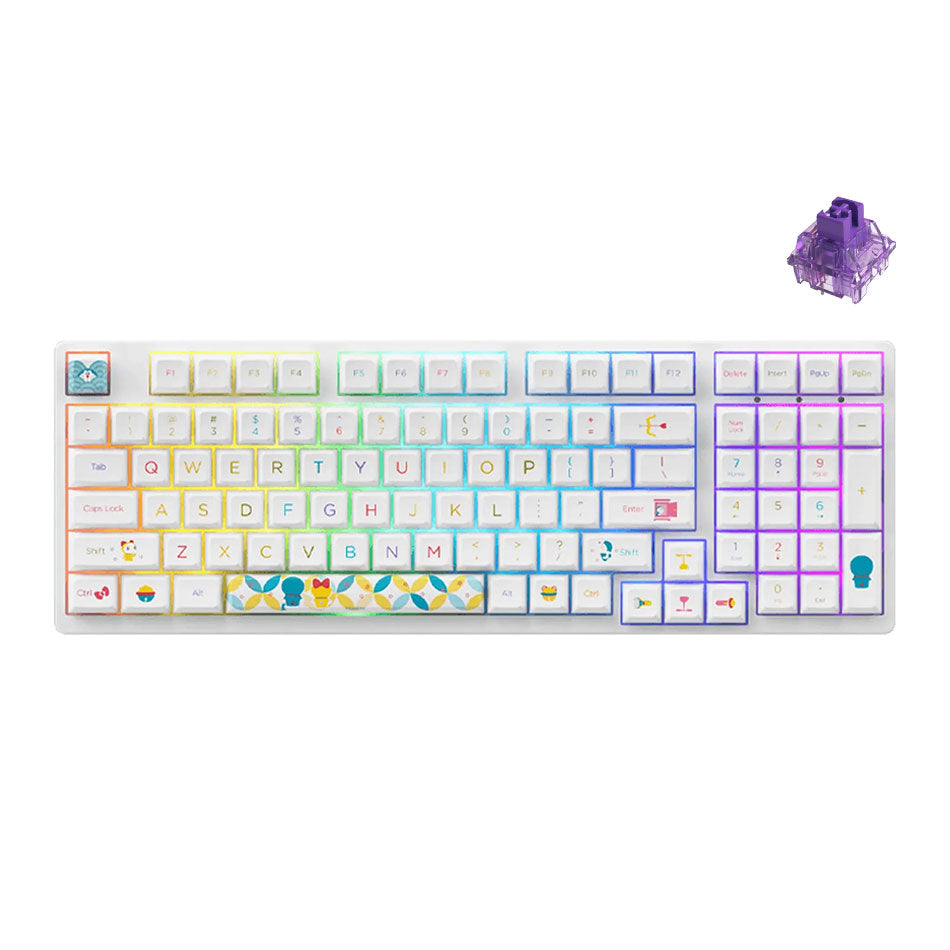 Akko Doraemon Rainbow 3098B Multi-Modes RGB Hot-Swappable Mechanical Keyboard (Akko CS Jelly Purple)