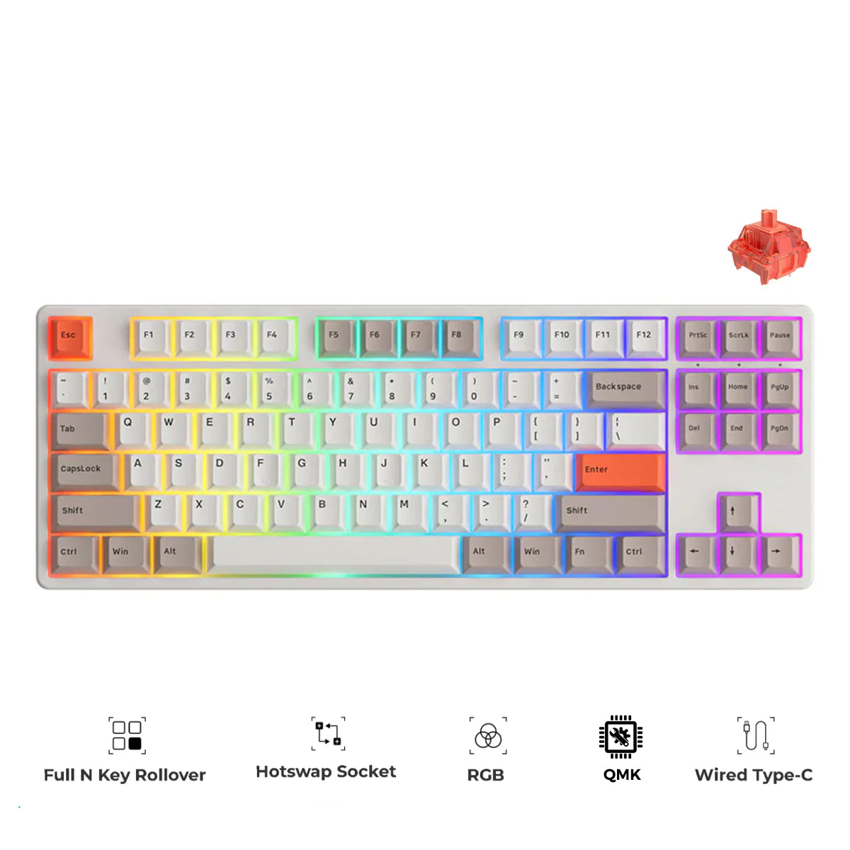 Akko 5087S VIA RGB Hot-Swappable Mechanical Keyboard Steam Engine (Gateron Orange-Lubed)