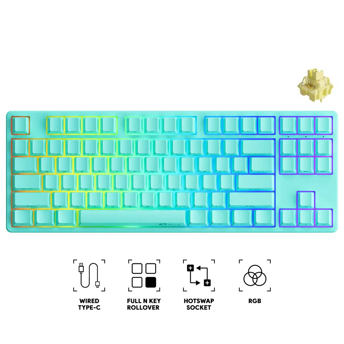 Akko Mint 5087S SP QMK Wired RGB Hot-Swappable Mechanical Keyboard (Akko V3 Cream Yellow Pro)