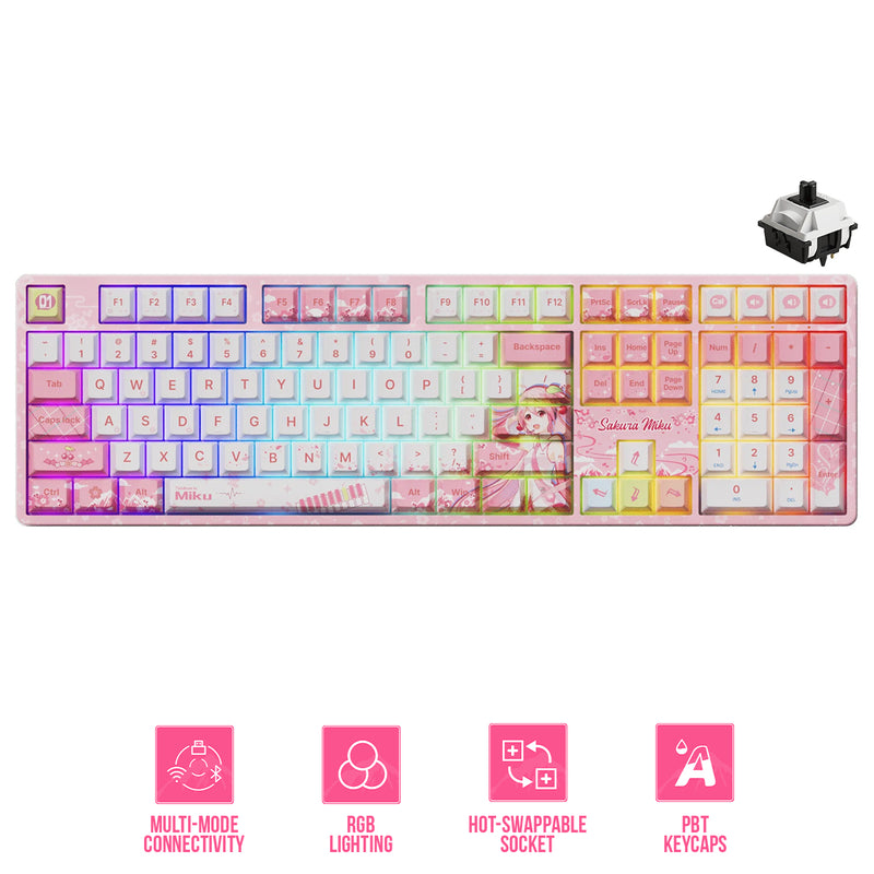 Akko Sakura Miku 5108B Plus Multi-Mode RGB Hot-Swappable Mechanical Keyboard (Akko V3 Piano Pro Switch)