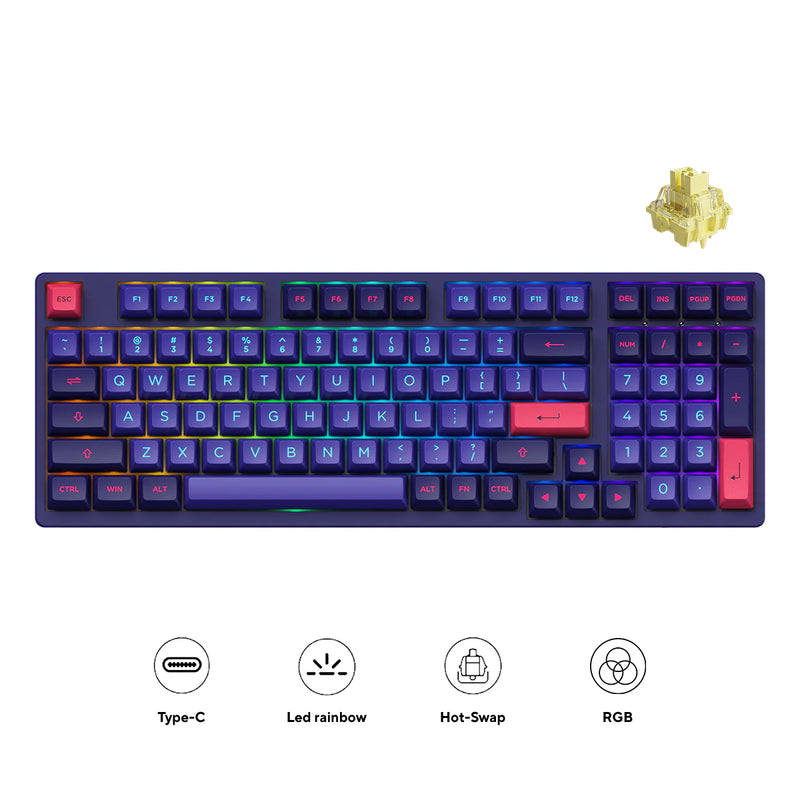 Akko Neon 3098 RGB Mechanical Keyboard (Akko V3 Cream Yellow Switch)
