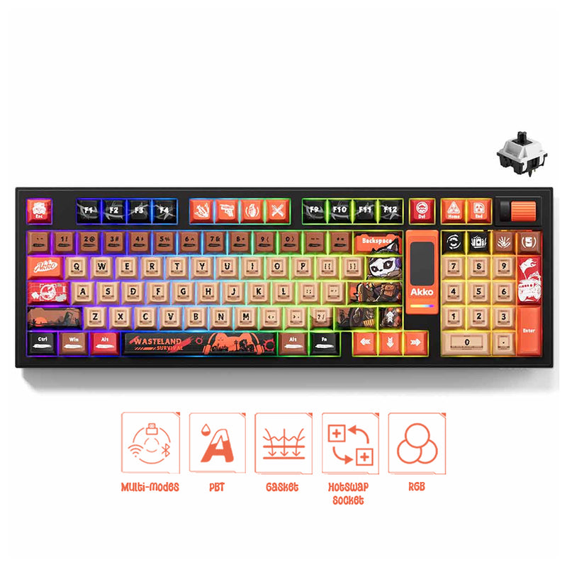 Akko 5098B Wasteland Survival Multi-Mode RGB Hot-Swappable Mechanical Keyboard with 1.47" LCD Screen (Akko V3 Piano Pro Switch)