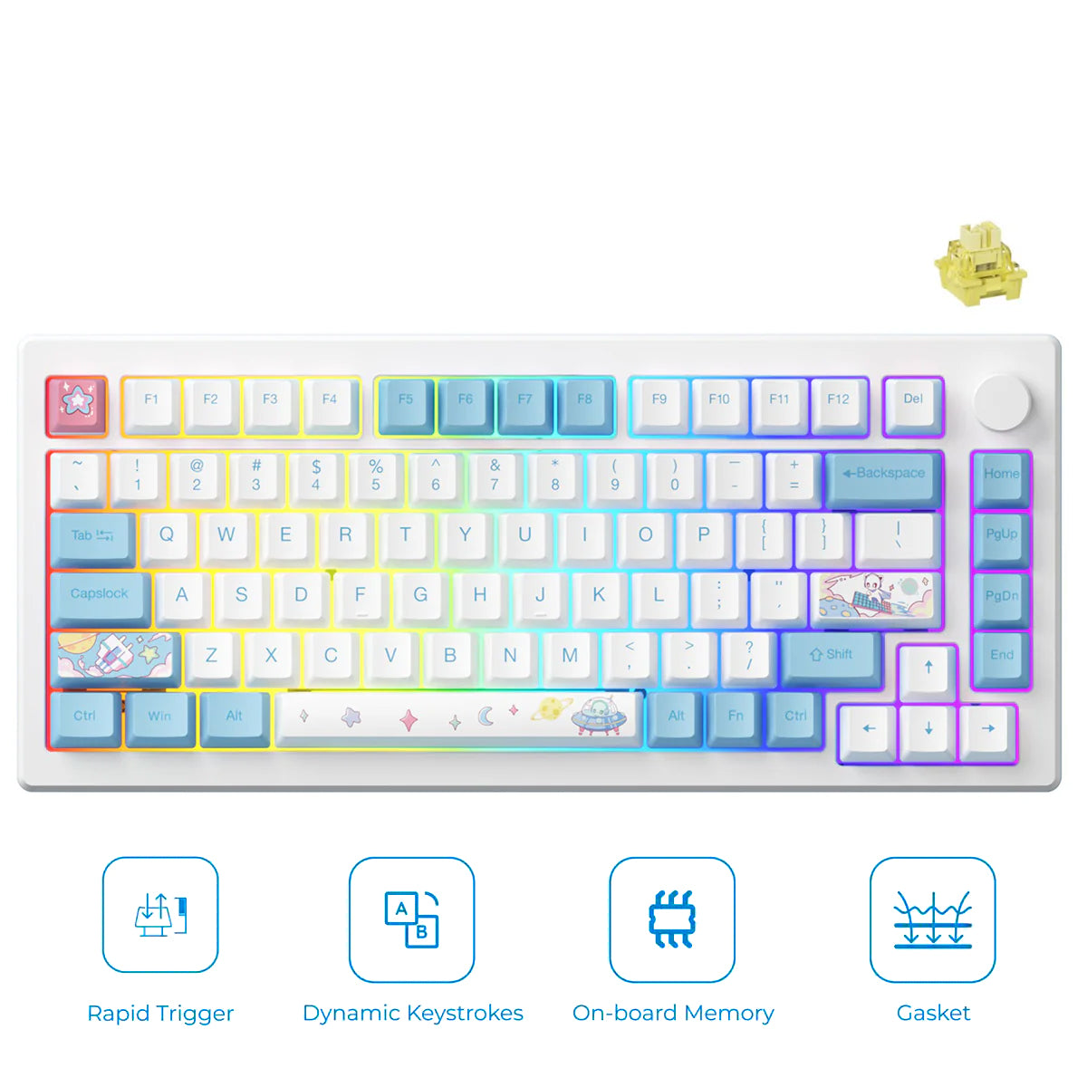 Akko MOD 007 HE PC Wired RGB Hot-Swappable Mechanical Keyboard (Stellar Journey) (Akko Cream Yellow Magnetic Switch)