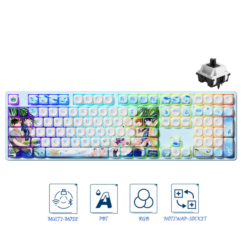 Akko Team Blue Rain 5108B Plus Multi-Mode RGB Hot-Swappable Mechanical Keyboard (Akko V3 Piano Pro Switch)