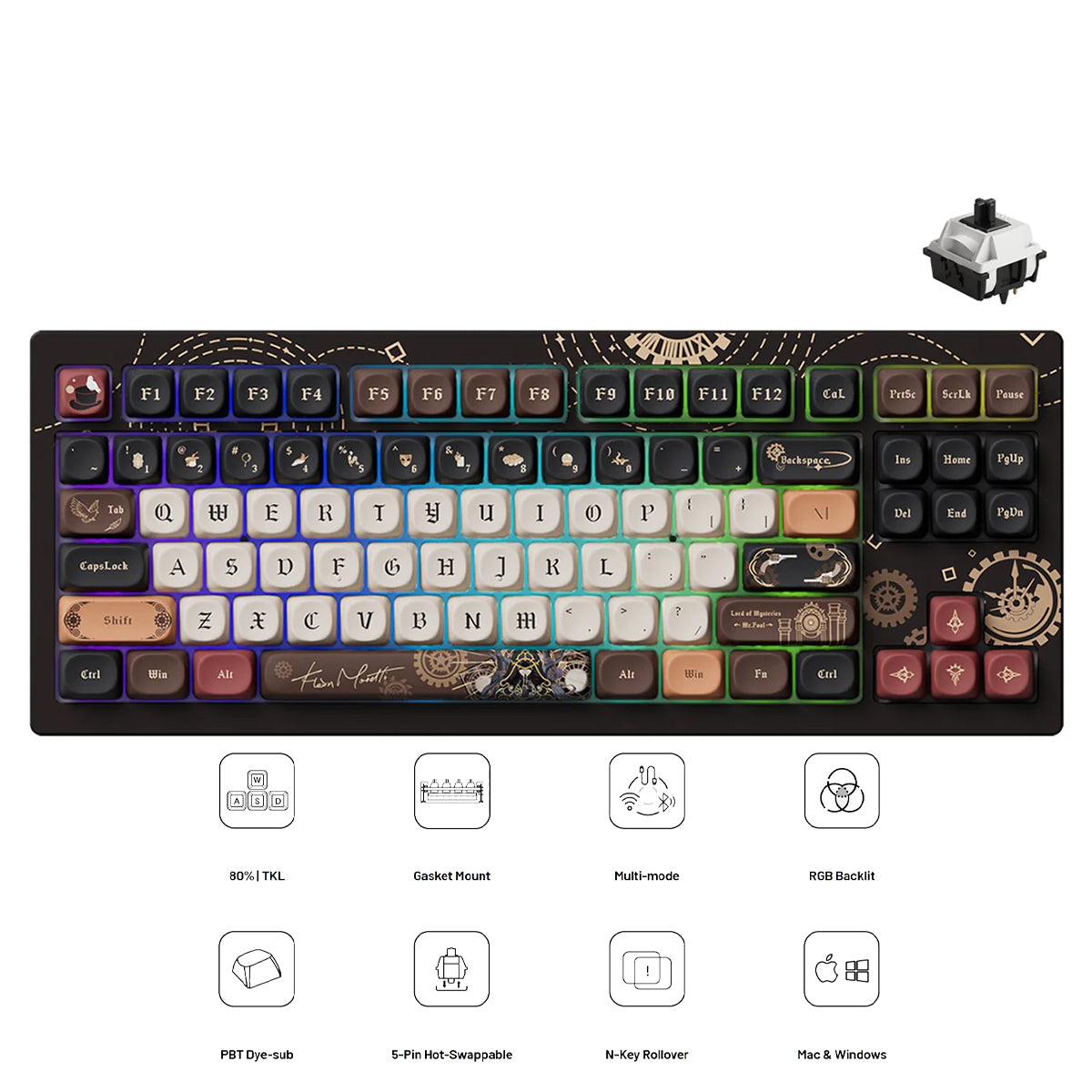 Akko 5087B v2 Lord of Mysteries Multi-Mode RGB Hot-Swappable Mechanical Keyboard (Akko V3 Piano Pro Switch)