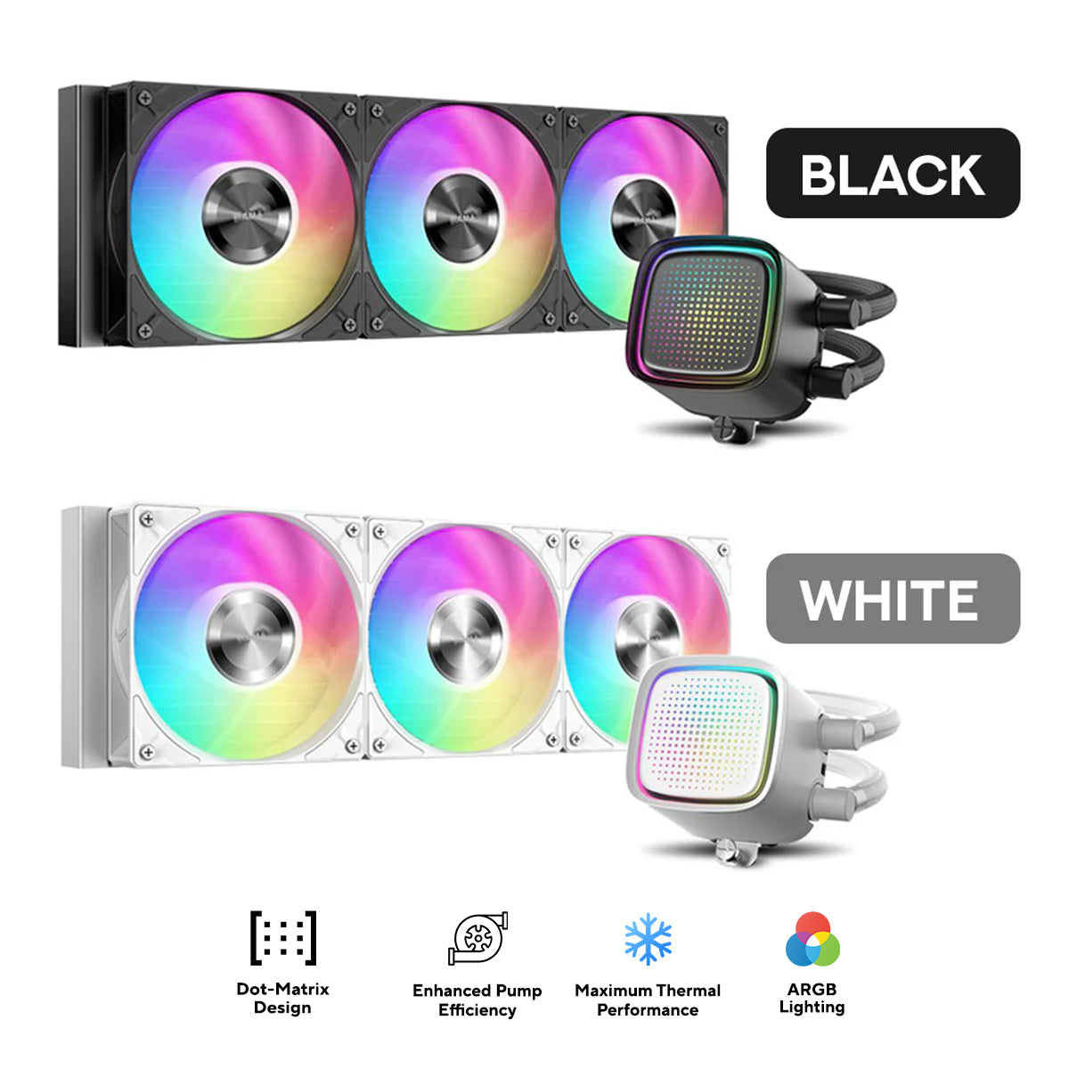 Sama L50 360mm AIO ARGB Liquid CPU Cooler with Dot-Matrix Infinity Mirror Effect