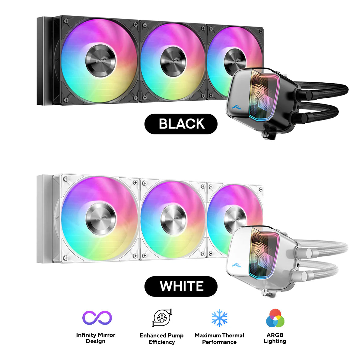 Sama L70 360mm AIO ARGB Liquid CPU Cooler with Infinity Mirror Effect
