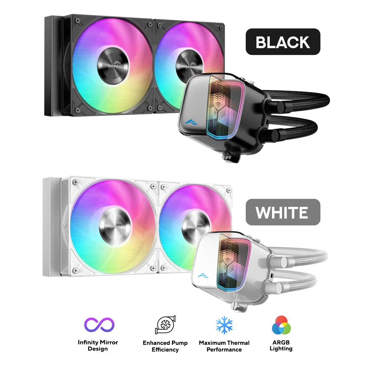 Sama L70 240mm AIO ARGB Liquid CPU Cooler with Infinity Mirror Effect