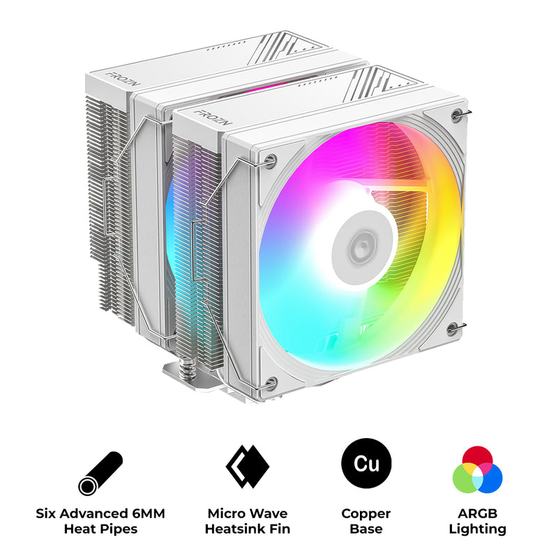 ID-Cooling Frozn A620 Pro SE ARGB Twin Tower CPU Cooler with 2x120mm PWM Fan (White)