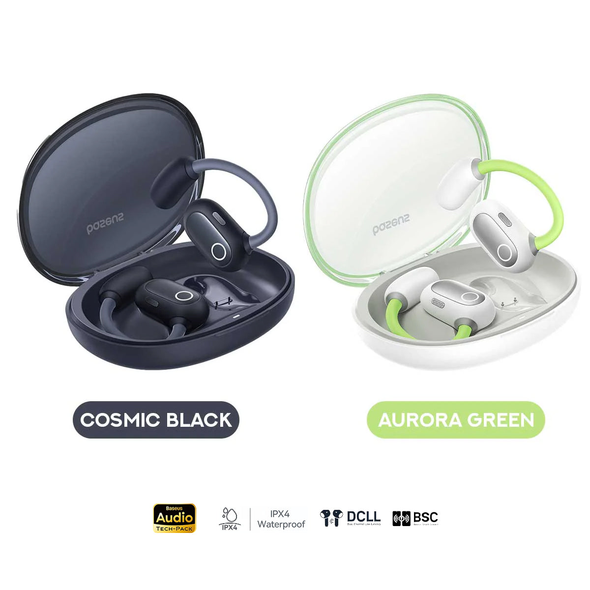 Baseus Eli Sport 1 Open-Ear TWS Earbuds (Cosmic Black, Aurora Green)