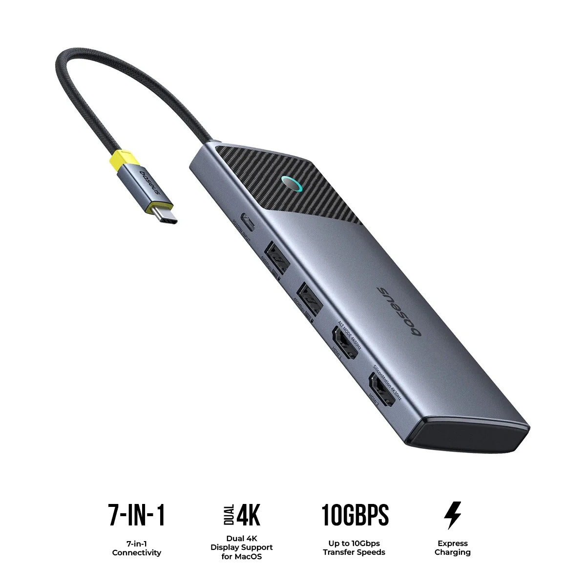 Baseus Metal Gleam Series II 7-Port Hub Mac Dual Display (Space Grey)