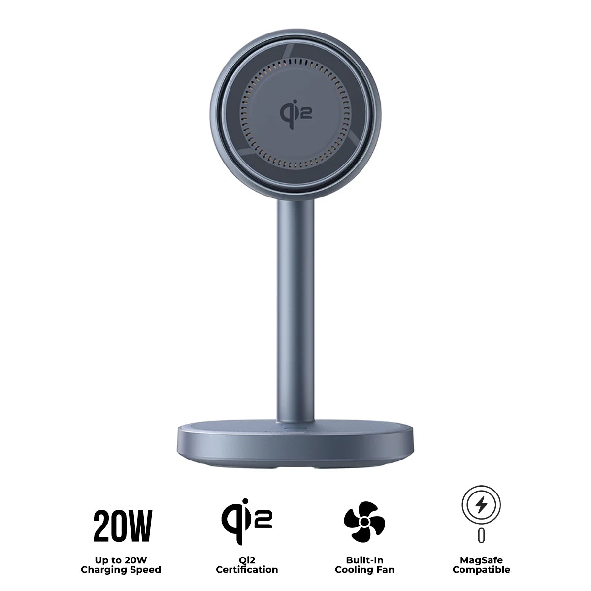 Baseus Orbit 2 Pro Air-Cooled 2-in-1 Wireless Charging Stand Qi2 20W (Space Grey) (P10273500813-00)
