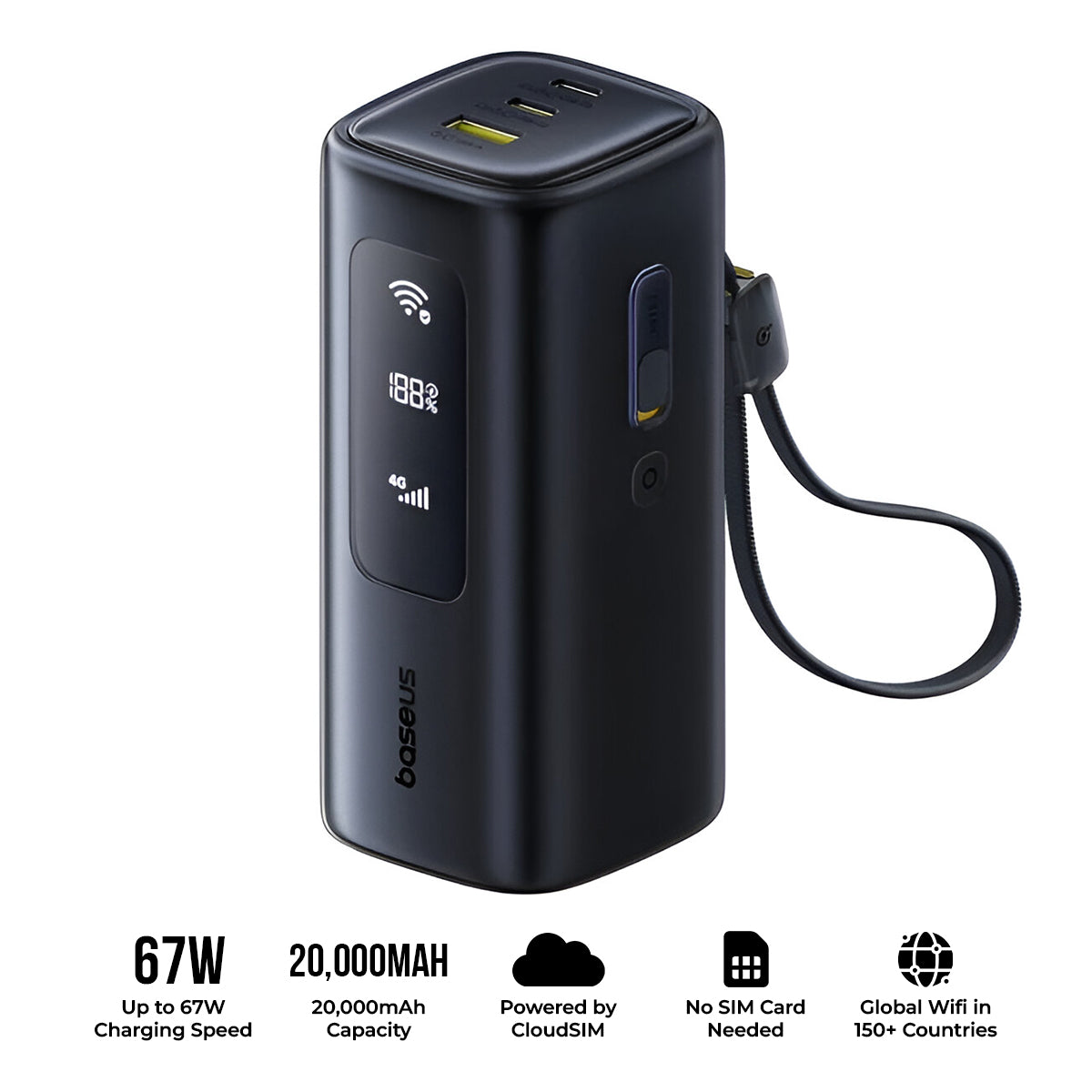Baseus EnerGeek GX11 MiFi Power Bank 20000mAh 67W (Cosmic Black) (E0025701)