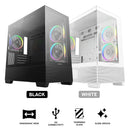 DeepCool CG380 3F Panoramic Dual Tempered Glass MATX Case (Black, White)