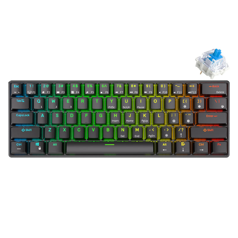 Royal Kludge RK61 Tri-Mode RGB 61 Keys Hot Swappable Mechanical Keyboard Black