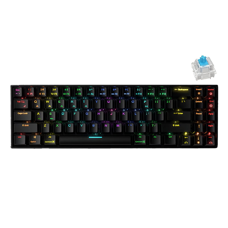 ROYAL KLUDGE RK71 Tri-Mode Rgb 71 Keys Hot Swappable Mechanical Keyboard Black (Blue Switch) - DataBlitz