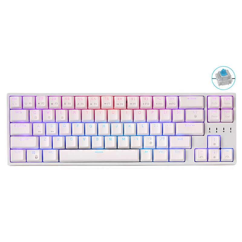 Royal Kludge RK68PLUS RK871 Tri-Mode RGB 68 Keys Hot Swappable Mechanical Keyboard White (Blue Switch)