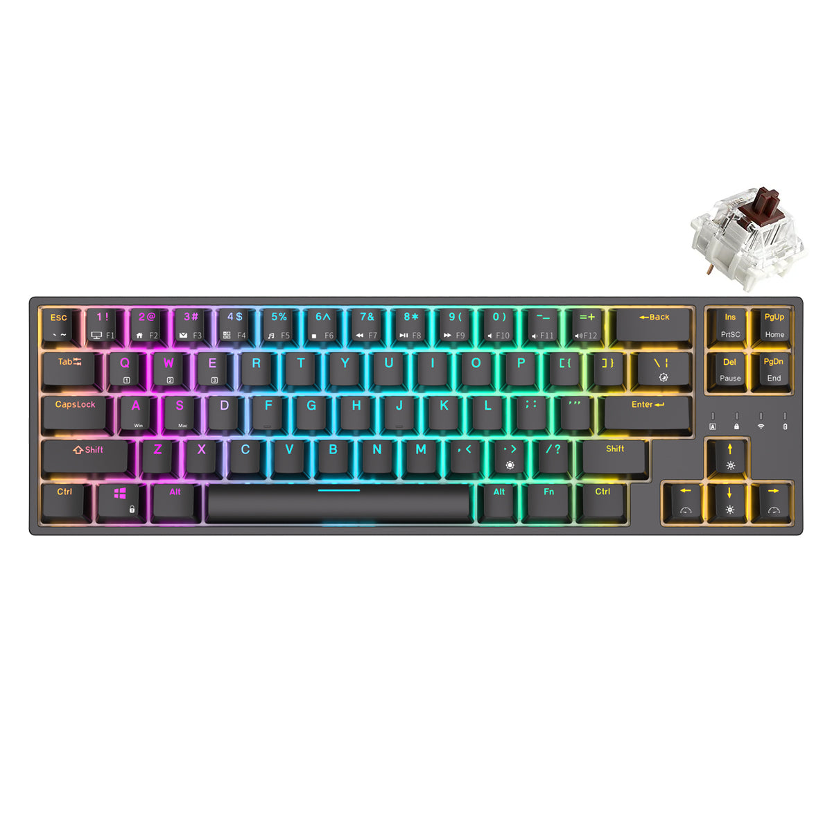 Royal Kludge RK68Plus Rk871 Tri-Mode RGB 68 Keys Hot Swappable Mechanical Keyboard 