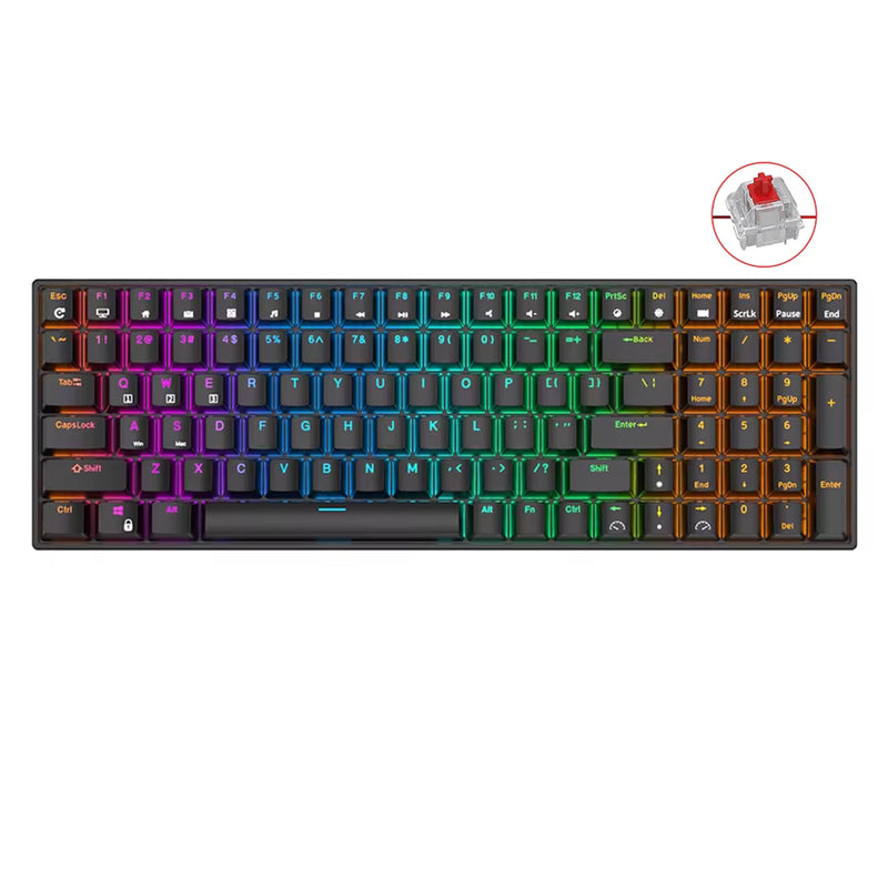 ROYAL KLUDGE RK100 TRI-MODE RGB 100 KEYS HOT SWAPPABLE MECHANICAL ...