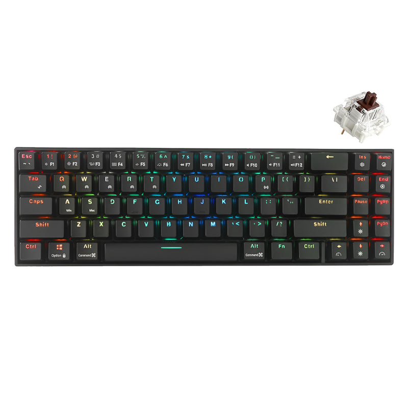 ROYAL KLUDGE RK71 Tri-Mode RGB 71 Keys Hot Swappable Mechanical Keyboard Black (Brown Switch) - DataBlitz