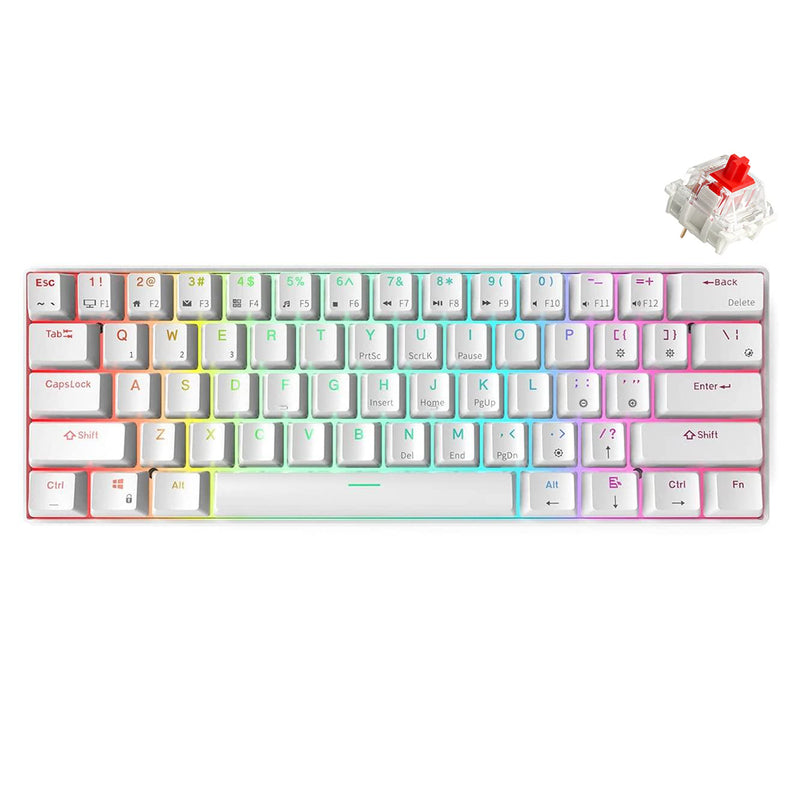 ROYAL KLUDGE RK61 PRO DUAL-MODE RGB 61 KEYS HOT SWAPPABLE MECHANICAL KEYBOARD SILVER/WHITE (RED SWITCH) - DataBlitz